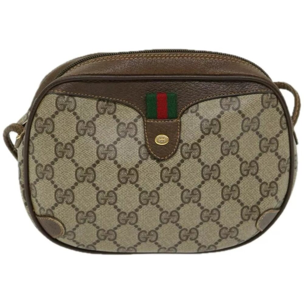 GUCCI GG Supreme Web Sherry Line Shoulder Bag PVC Beige authentic - Picture 4 of 15